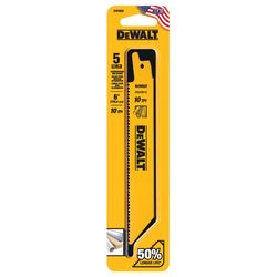 DEWALT 6 in. Bi-Metal Reciprocating Saw Blade 10 TPI 5 pk