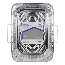 Home Plus Durable Foil 11-7/8 W X 16-5/8 L Roaster with Handles Silver 1 pc