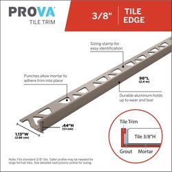PROVA 0.44 in. H X 1.125 in. W X 96 in. L Prefinished Pewter Aluminum Tile Edge