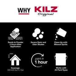 KILZ Original Interior/Exterior White Flat Oil-Based Alkyd Aerosol Primer/Sealer 13 oz