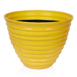 Alpine 12 in. H X 16 in. W X 16 in. D Plastic Planter yellow