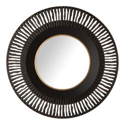 Glitzhome 35.04 in. H X 35.04 in. W Black Iron Mirror