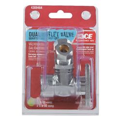 Ace 3/8 in. FIP in. X 3/8 in. Compression Brass Dual Shut-Off Valve