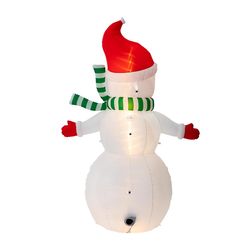 Glitzhome LED White Lighted Icy Snowman Decor 8 ft. Inflatable