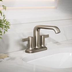 Sterling Agosti Vibrant Brushed Nickel Contemporary Centerset Bathroom Sink Faucet 4 in.