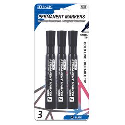 Bazic Products Broad Line Black Chisel Tip Permanent Marker 3 pk