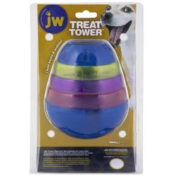 JW Pet Treat Tower For Dog Multicolored Plastic Tower Shaped Dog Toy Small 1 pk