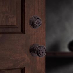 Kwikset Juno Signature Series Traditional Venetian Bronze Deadbolt and Entry Door Knob KW1 1-3/4 in.