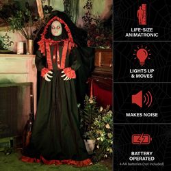 Haunted Hill Farm 5.5 ft. Standing Double Face Lady Animatronic