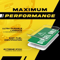 Fuel Stickers 1 in. H X 2 in. W Rectangle Green Fuel Sticker Label 4 pk
