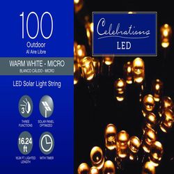 Celebrations LED Micro/5mm Warm White 100 ct String Christmas Lights 16.24 ft.