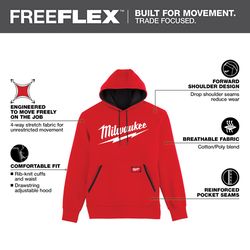 Milwaukee FreeFlex M Long Sleeve Unisex Hooded Hoodie Red