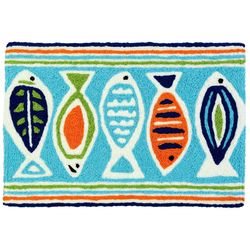 Jellybean 20 in. W X 30 in. L Multi-color Retro Fish Pattern Polyester Accent Rug