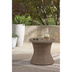 Signature Design by Ashley Revare Beach Brown Round Aluminum Casual End Table