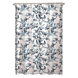 Zenna Home 72 in. H X 70 in. W Blue Botantical Shower Curtain Fabric