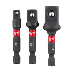 Milwaukee Shockwave Square Assorted X 2 in. L Screwdriver Socket Adapter Steel 3 pc