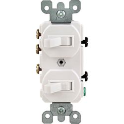 Leviton 15 amps Single Pole or 3-way Rocker Duplex Combination Switch White 1 pk