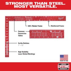 Milwaukee 16 in. L X 24 in. H Aluminum Framing Square