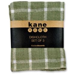 Kane Home Olive Cotton Woven Plaid Dish Cloth 3 pk