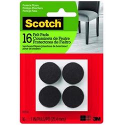3M Scotch Felt Self Adhesive Protective Pad Brown Round 1 in. W X 1 in. L 16 pk