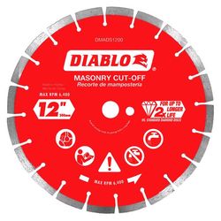 Diablo 12 in. D X 1 in. X .110 in. thick Diamond Segmented Masonry Cut-Off Disc