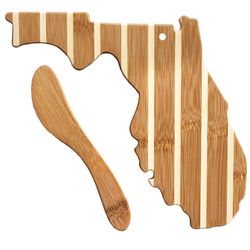 Totally Bamboo 10 in. L X 9 in. W X 1 in. Bamboo Striped Florida Cutting Board with Spreader