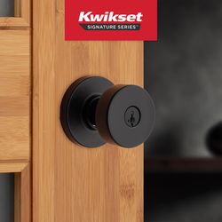 Kwikset Signature Series Pismo Matte Black Entry Door Knob KW1 2-1/4 in.