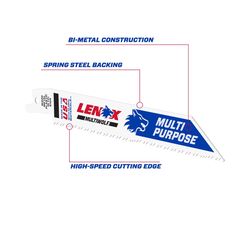 LENOX MULTIWOLF 6 in. Bi-Metal WAVE EDGE Reciprocating Saw Blade 10 TPI 5 pk