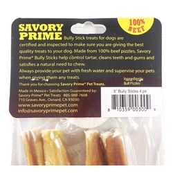 Savory Prime Naturals Small Beef Grain Free Bully Stick For Dogs 5 in. 4 pk