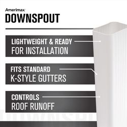 Amerimax 3.05 in. H X 4.14 in. W X 15.2 in. L White Vinyl K Downspout Extension