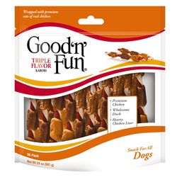 Good 'n' Fun All Size Dogs Adult Rawhide Sticks Chicken/Duck and Chicken Liver 36 pk