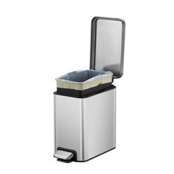 EKO Stella 2.6 gal Silver Stainless Steel Step Pedal Trash Can