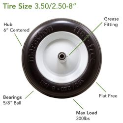 Marathon 8 in. D X 13.3 in. D 300 lb. cap. Centered Wheelbarrow Tire Polyurethane 1 pk