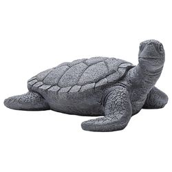 Glitzhome Fiberglass/MGO Gray 10.5 in. Crawling Turtle Garden Statue
