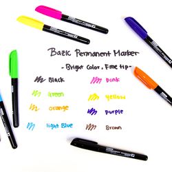 Bazic Products Bright Colors Assorted Fine Tip Permanent Marker 5 pk