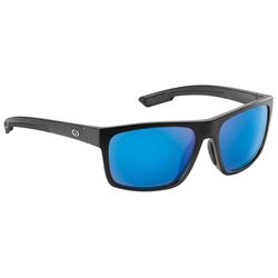 Flying Fisherman Offline Sunglasses Unisex Matte Black Frame Smoke Blue Mirror Lens Polarized