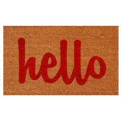 Home & More 1.42 W X 2.42 L Multi-color Hello Script Coir Door Mat