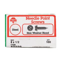 HILLMAN No. 8 Ga. X 1/2 in. L Slotted Hex Washer Head Sheet Metal Screws 1 pk