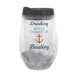 Pavilion We People 12 oz Clear BPA Free Boat Wine Tumbler with Lid