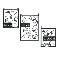 Accent Plus 15 in. H X 11 in. L Wise Words: Live, Love, Laugh Glass/Metal Wall Sconces