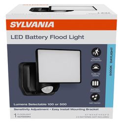 Sylvania Motion-Sensing Battery Powered LED Black Security Floodlight