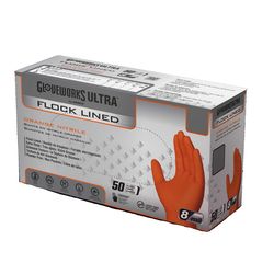 Gloveworks Nitrile Disposable Gloves X-Large Orange Powder Free 25 pair