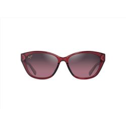 Maui Jim Punono Sunglasses Unisex Shiny Transparent Burgundy Frame Maui Rose Lens Polarized