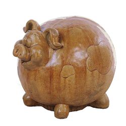 Athens Stonecasting Concrete Brown 9 in. Piggy Sue Statue
