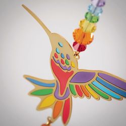 Woodstock Chimes Crystal Dreams Multicolored Acrylic/Glass/Metal 4 in. H X 4 in. L Hummingbird Sunca
