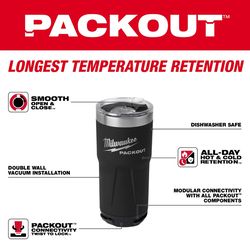 Milwaukee Packout 20 oz Black Double Wall Tumbler