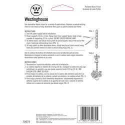 Westinghouse 11 gauge Polished Brass Brass Hanging Chain .88 in. D 36 in.