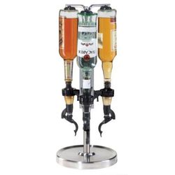 OGGI Black/Silver Metal/Plastic 3 Bottle Revolving Liquor Dispenser
