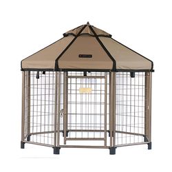 Pet Gazebo Galvanized Steel Pet Kennel Earth Taupe 48 in. H X 48 in. W X 48 in. D