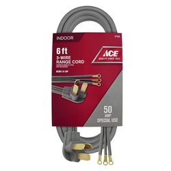 Ace 6/2 & 8/1 SRDT 125/250 V 6 ft. L Range Cord 3 Wire